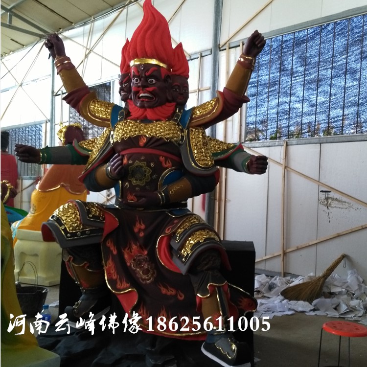 河南订做 火神神像 火德真君佛像 玻璃钢彩绘贴金 寺庙神像大型摆件