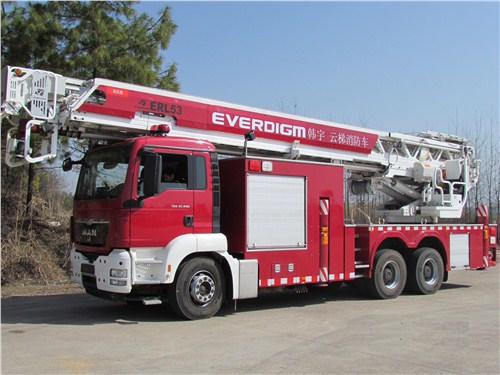 韩国EVERDIGM53米云梯消价格,防车上海进口消防车提供,进口消防车,博灿供
