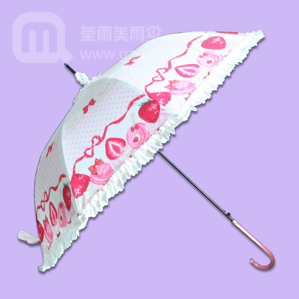 【广州雨伞厂】生产—草莓花边伞 公主花边伞