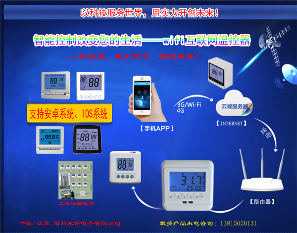 电采暖地暖碳晶电暖器炭纤维发热电缆电热膜专用大功率液晶智能温控器明装插头遥控旋钮温控器wifi互联网远程控制