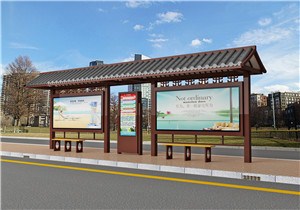 钢化玻璃仿古候车亭 耐力板仿古候车亭 铝合金仿古候车亭专业厂家 固美供