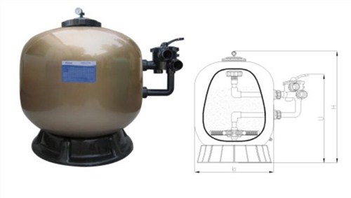光面采色侧出式砂缸过滤器 游泳池用光面侧出式砂缸 盈泉供