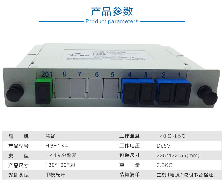 电信级1:4插片分光器