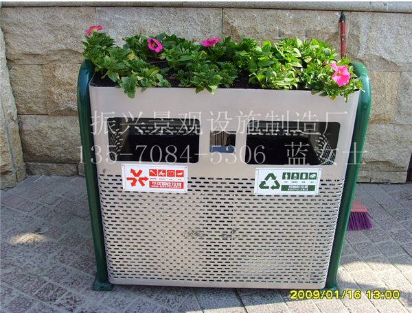 四川广场钢木垃圾桶/果皮箱、木制垃圾屋-分类垃圾桶厂家