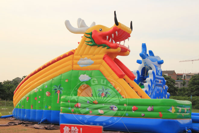 龙鲨组合充气滑梯批发商