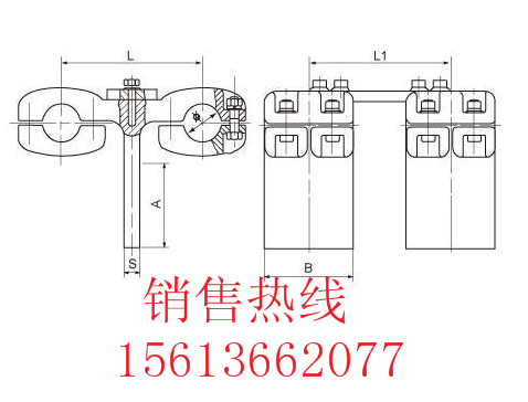 厂家 铝合金螺栓型双导线双引下线T形线夹选型