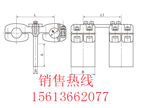 螺栓型双导线双引下线T形线夹高清实物图片