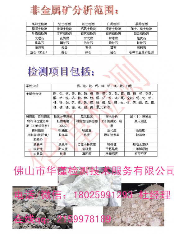 四会市高岭土化验检测报告