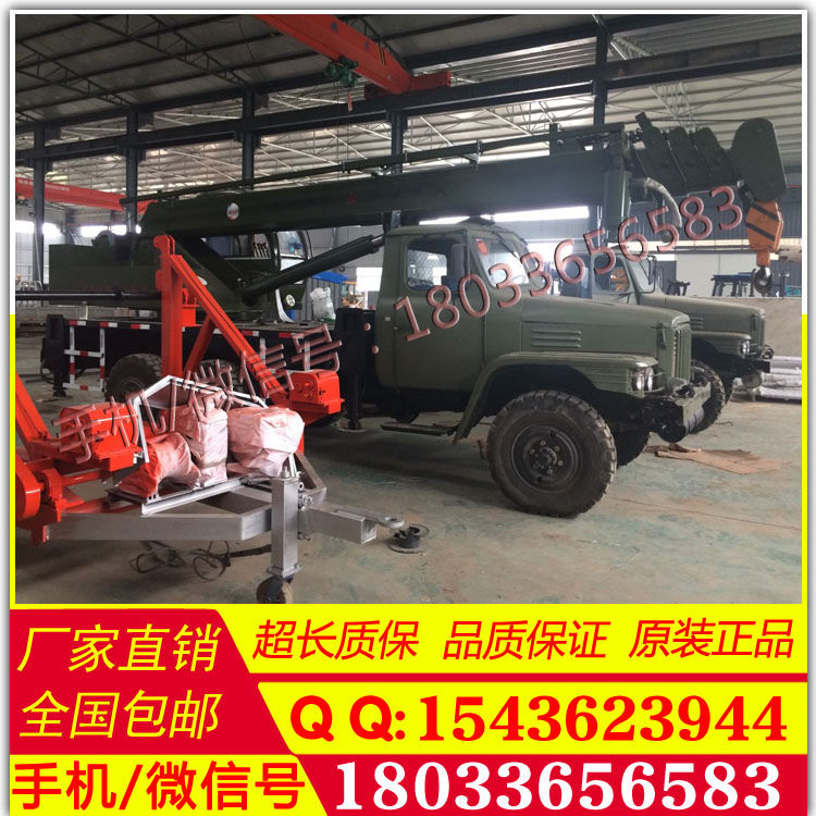 厂家直销 六驱8T吊车 8T小型吊车 汽车起重机 挖坑立线杆两用机