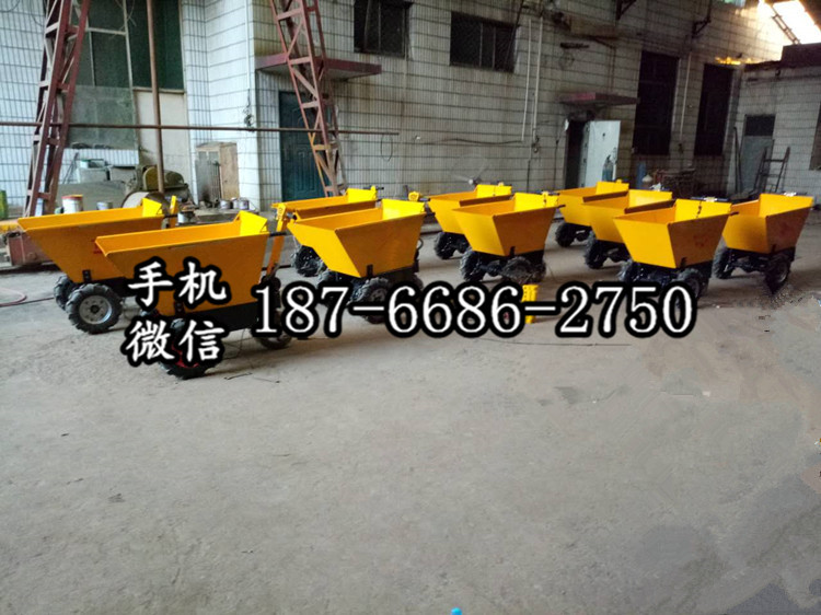 江苏南京手推式工程翻斗车 小型建筑工地用自卸搬运车 土方混凝土砖头运输车