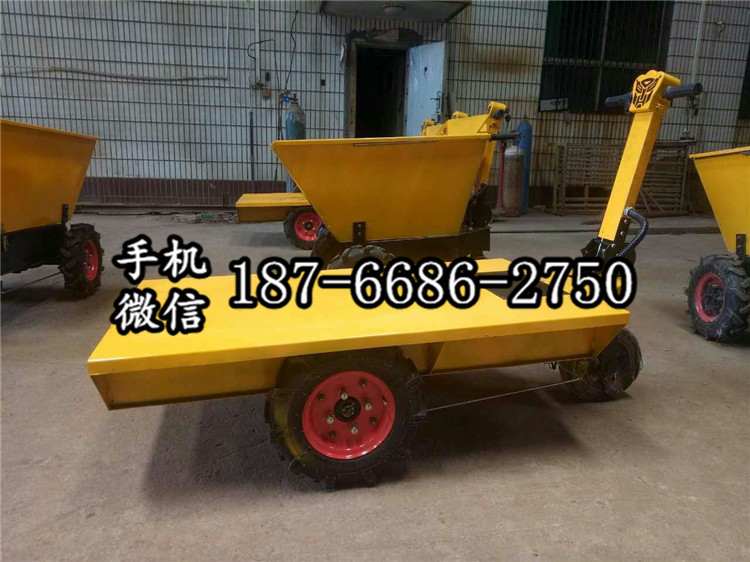 广西梧州手推式电动平板车 自卸式工地养殖场翻斗车 农用小型电动运输斗车