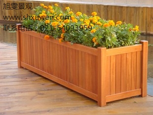 原木色花箱 琥珀红花箱 户外景观园林花箱 旭雯供