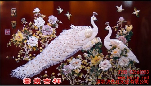 青岛贝雕花鸟画收藏 贝雕山花鸟供应 贝壳红供