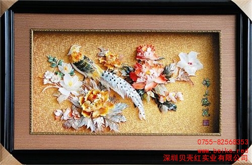 北海贝雕花鸟画收藏 贝雕花鸟画供应 贝壳红供