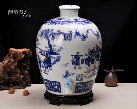 发酵酒坛酒缸批发，山东青花瓷酒坛生产厂家