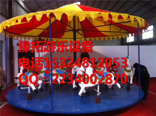 供应简易10座旋转木马 简易转马生产厂家