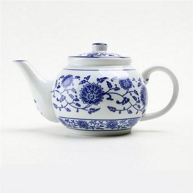 仿古青花陶瓷英伦茶壶酒店餐厅家居用品特色青花英伦茶壶心成供