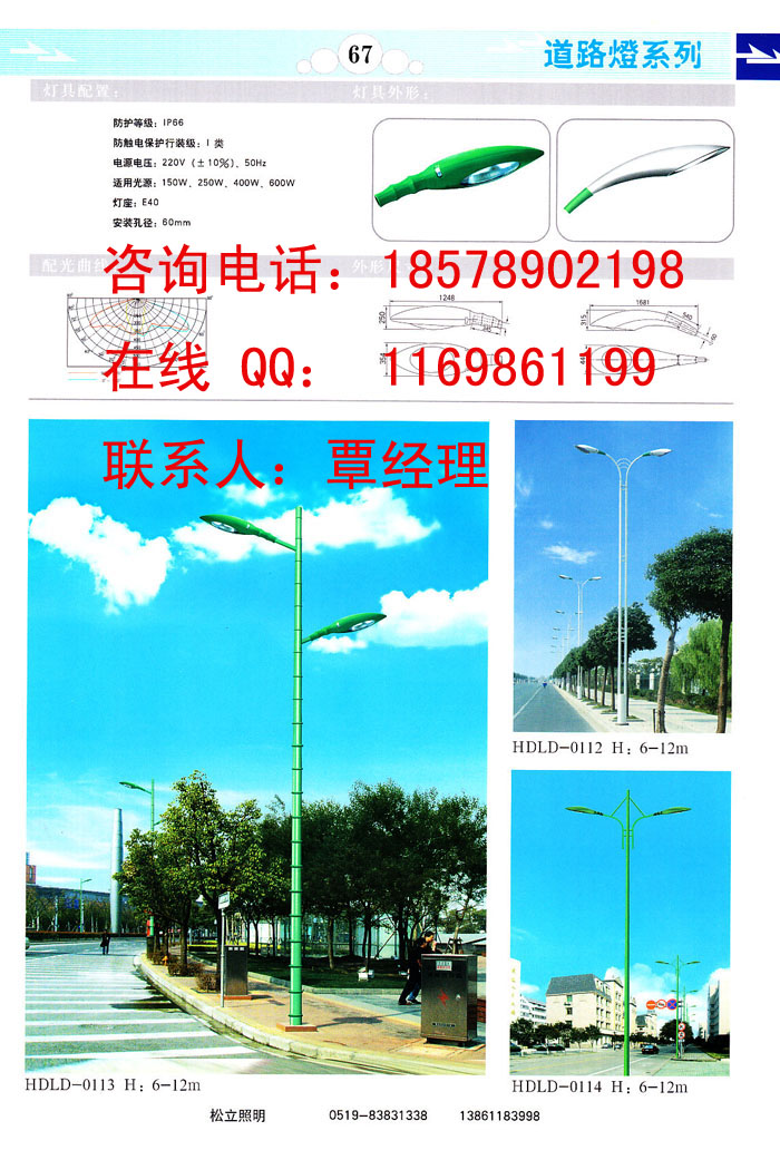 道路灯杆，LED道路灯杆，太阳能道路灯杆