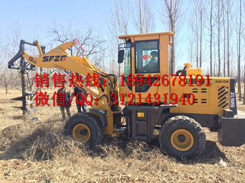 +装载机电杆挖坑机价格 4102发动机的铲车电杆打坑机