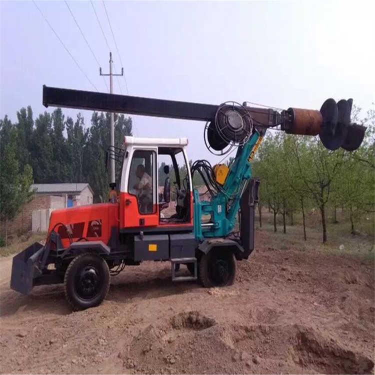 厂家直销 液压 四轮挖掘机打桩机液压 160型钩机螺旋打桩机 质保一年