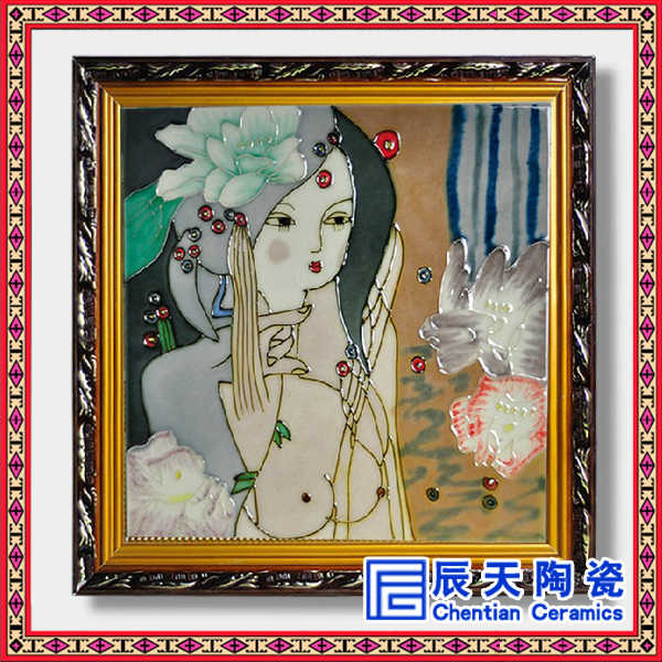 可私人定制陶瓷挂画 手绘山水酒店大堂壁画 大师创作瓷板画