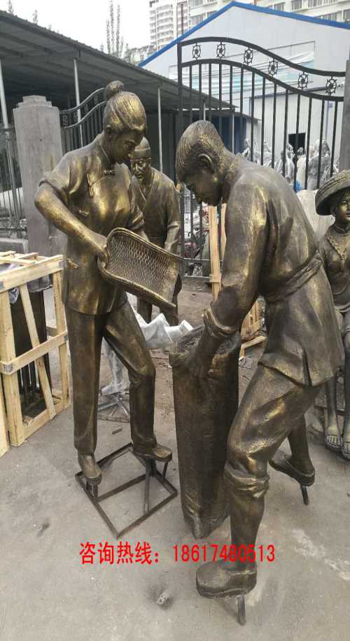 农名劳动场景雕塑小品-农业文化雕塑-曲阳县向雷雕塑有限公司