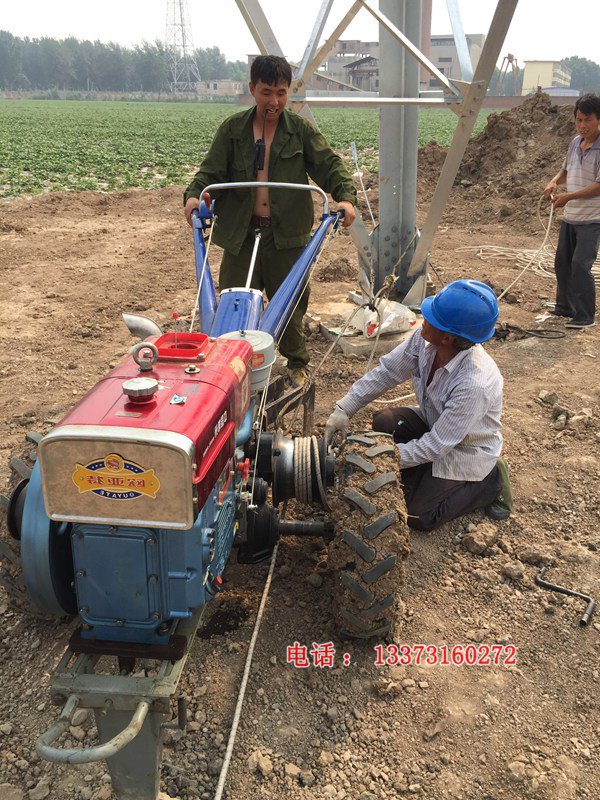 双卷筒手扶拖拉机绞磨价格 手扶绞磨批发零售 15马力手扶拖拉机牵引机