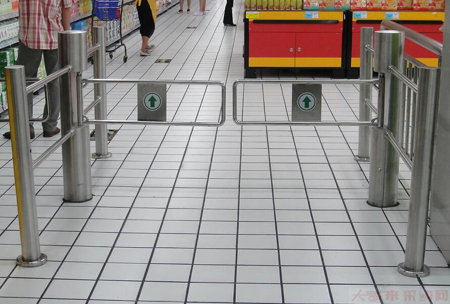 天津智能超市自动感应开门立柱摆闸 带护栏圆柱摆闸 自动感应