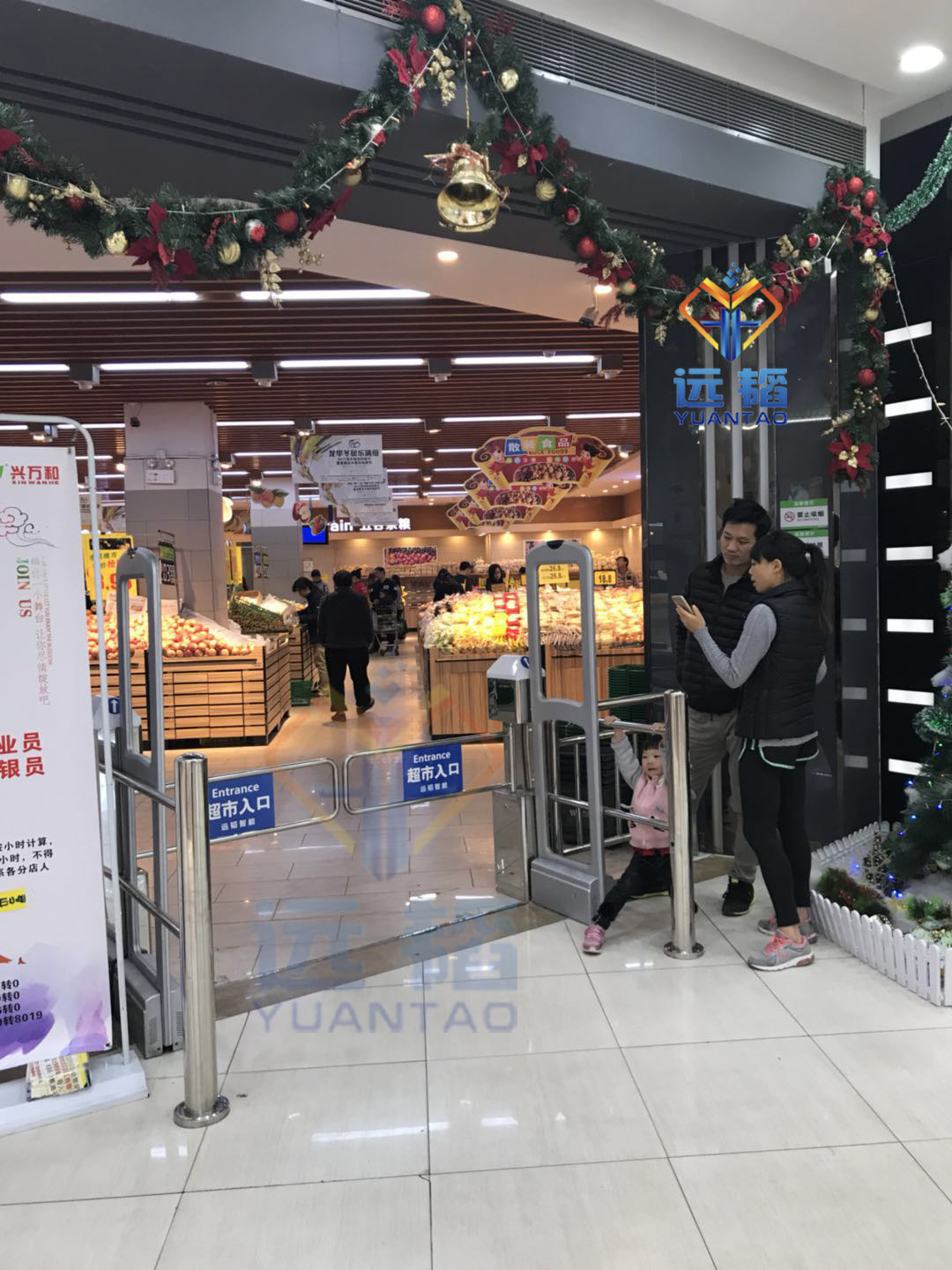 广州超市感应门上门安装收银单向挡板带护栏人行通道摆闸门禁机
