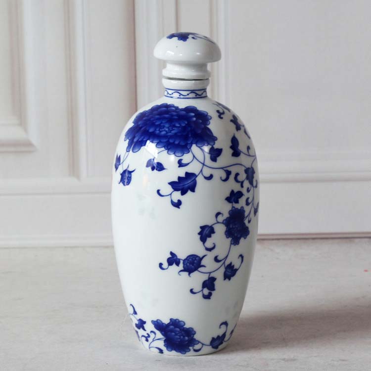 喜宴红酒瓶订做 青花酒瓶 颜色釉陶瓷酒瓶