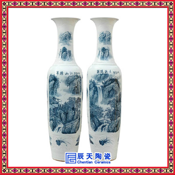手绘陶瓷大花瓶订做 中国红陶瓷大花瓶