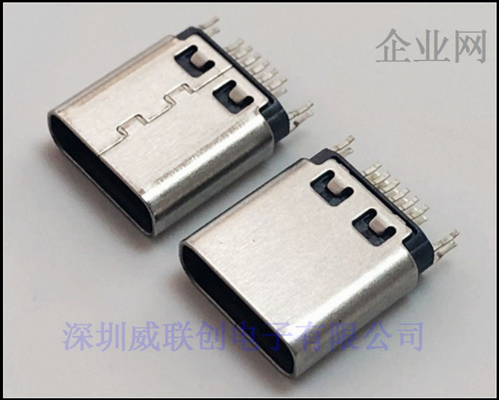 USB 3.1乐视母头-铆压短体type C母座 夹板12P针脚