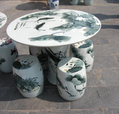 景德镇陶瓷桌凳 手绘陶瓷桌凳 庭院摆设桌凳 花园装饰桌凳