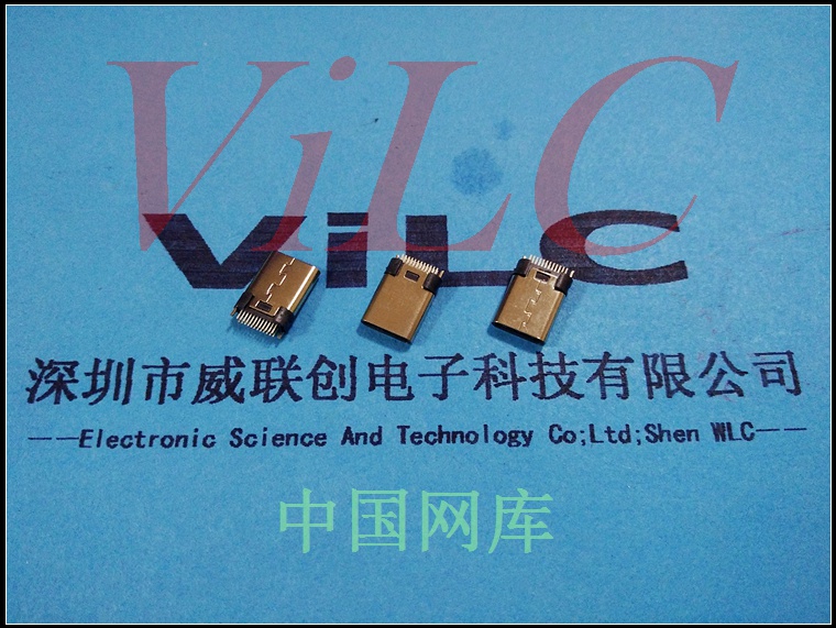24P夹板 镀金type C公头 3.1USB插头