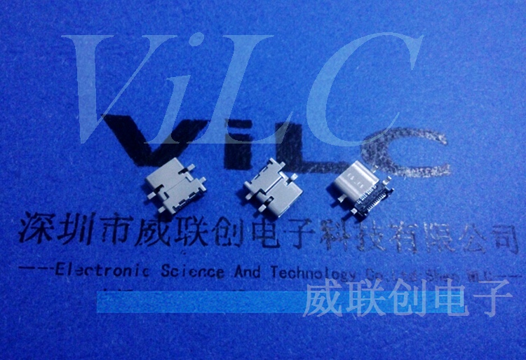 双面插USB3.1C TYPE C四脚沉板DIP母座 24P前插后贴