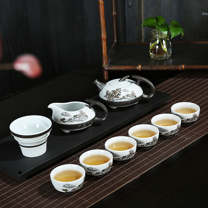 手绘青花瓷茶具 粉彩功夫茶具 颜色釉陶瓷茶具