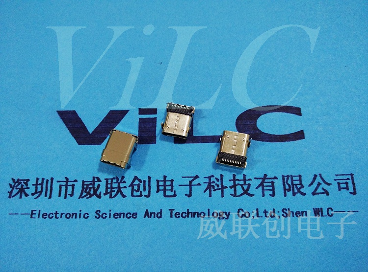 板上插件-镀金TYPE C母座 24P前插后贴 大电流