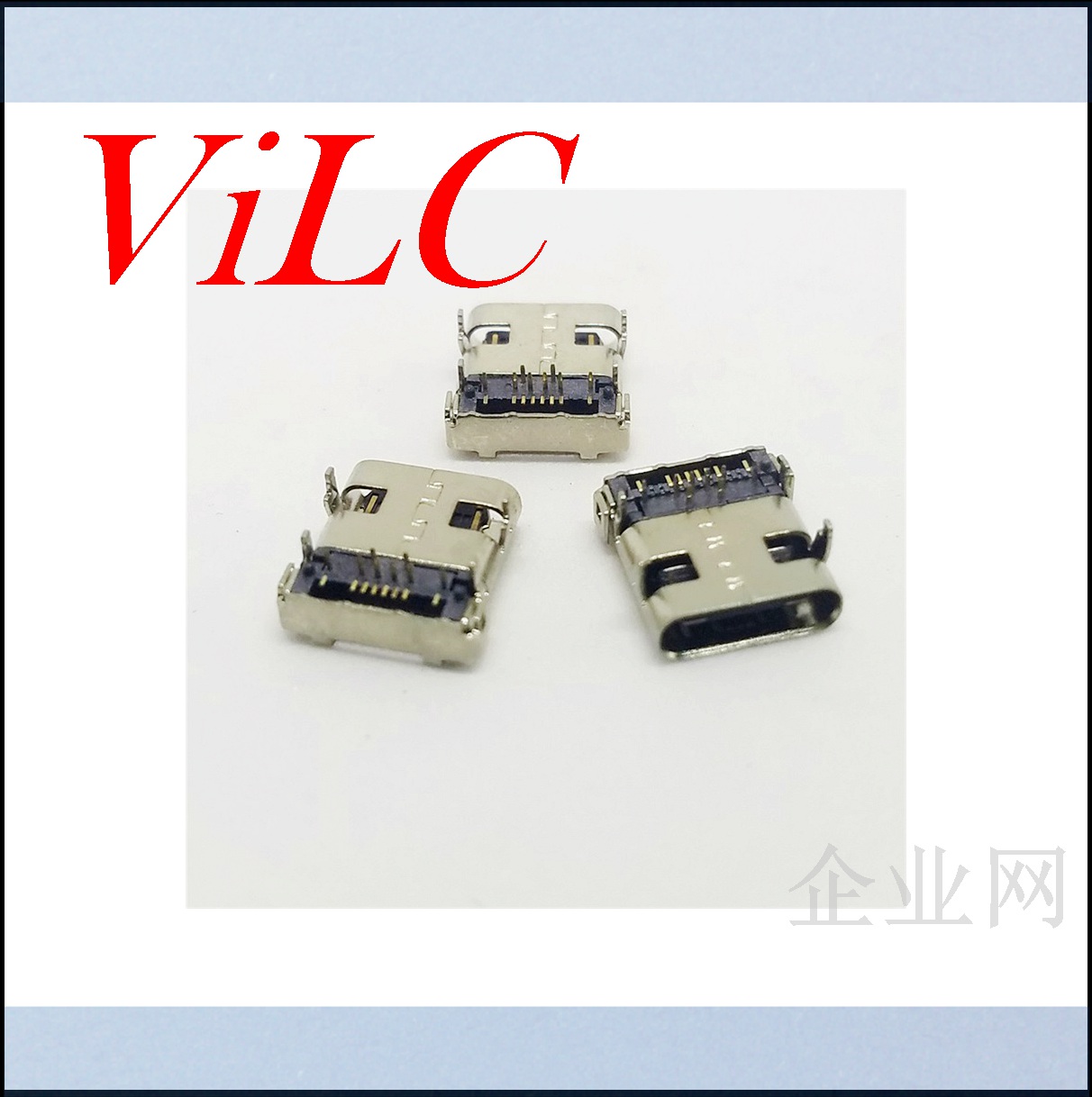 TYPE C母座-16P双排前插8P后贴8P 四脚插板 有柱