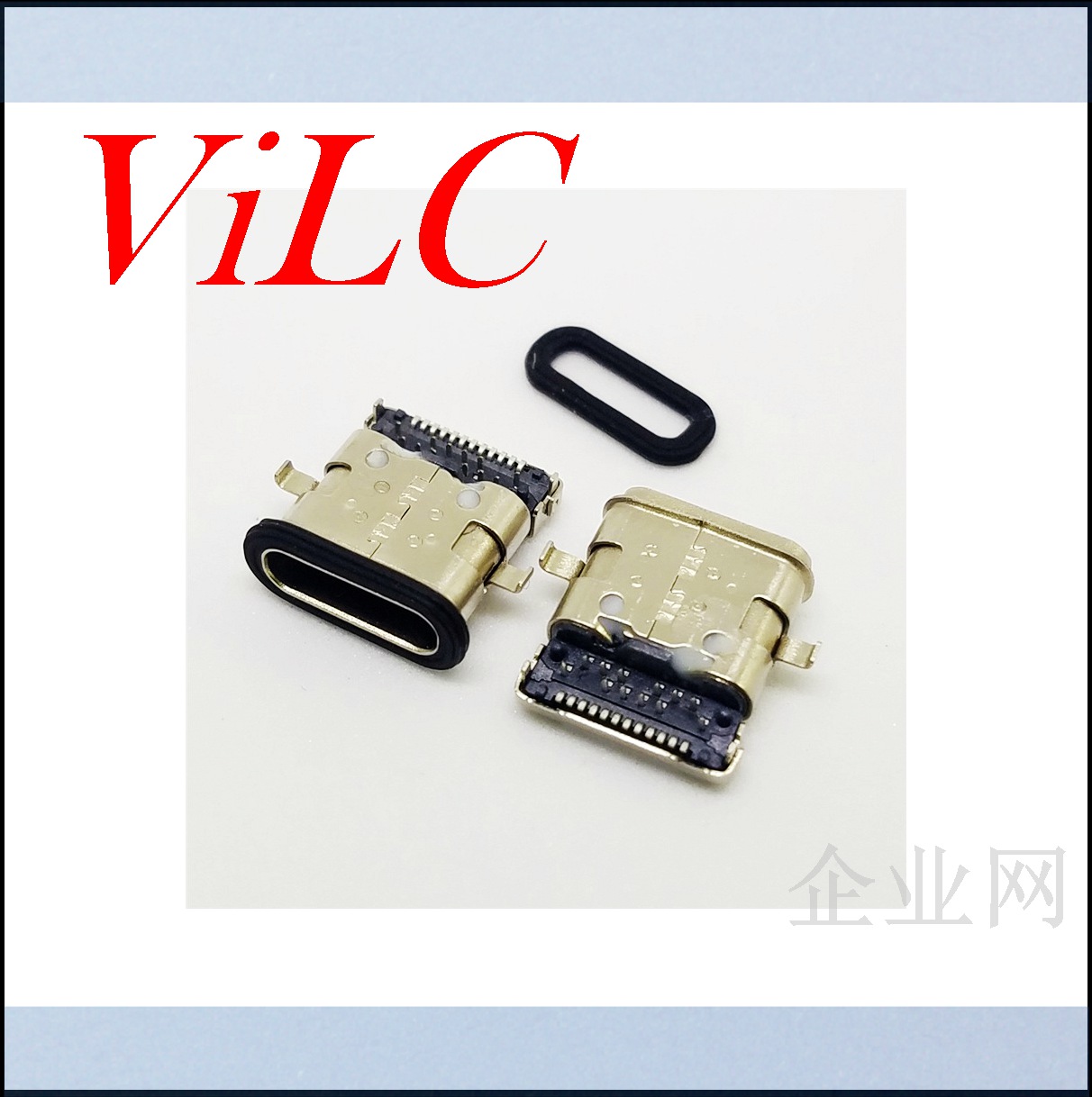 USB 3.1 TYPE C母座防水型 沉板1.7 24P前插后贴 有防水圈