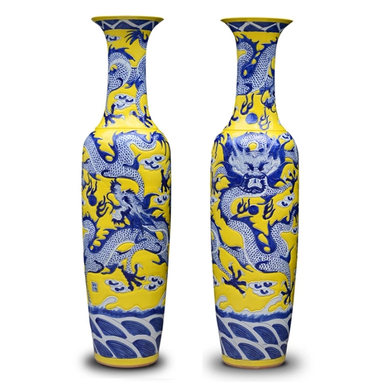景德镇陶瓷居家装饰客厅风水摆件中国龙瓷花瓶落地大花瓶