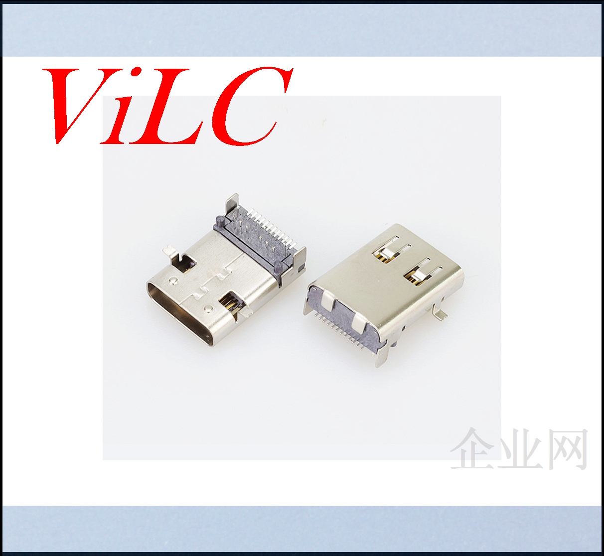 加长TYPE C母座 板上24P前插后贴 两定位柱 二脚固定 有翅膀