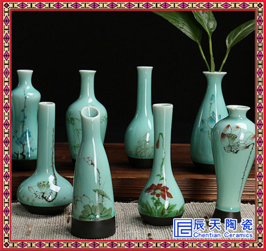 手工陶艺花瓶 白色简欧风格家居装饰瓷盘画 中国风陶瓷摆件