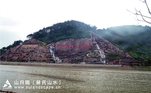 GRC水池假山  人工假山施工 假山鱼池水景 山月园供