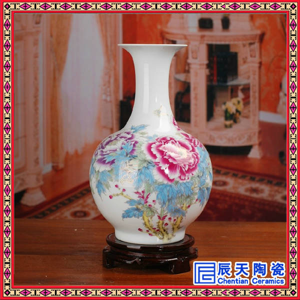 结晶釉陶瓷花瓶 手工雕刻陶瓷花瓶 锦绣山河陶瓷花瓶