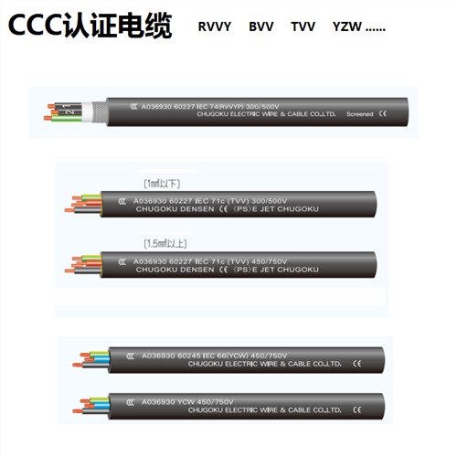 中国CHUGOKU电线 伊津政供 CCC认证电缆