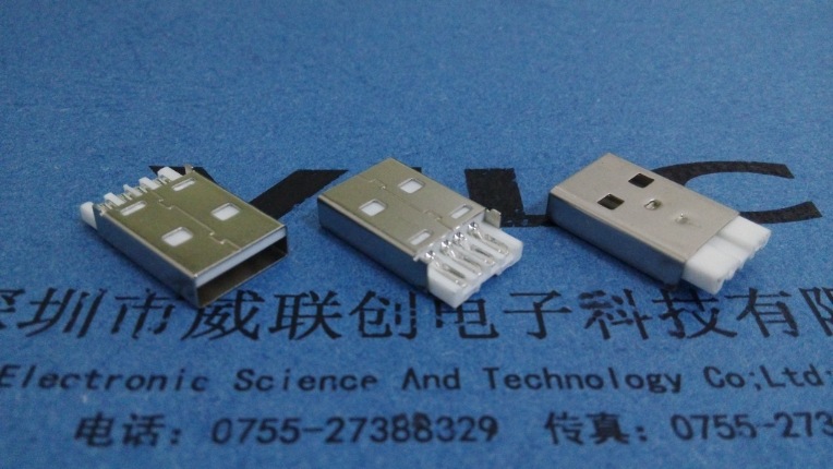L=14、17、19、21mm 有脚焊线式USB AM公头 充电插座
