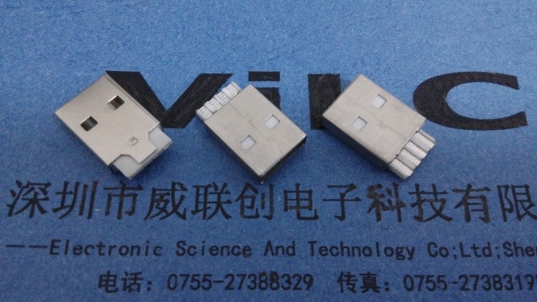 USB A型公头=无缝焊线式铜端子✘电镀金0.5U-0.8U-1U-3U
