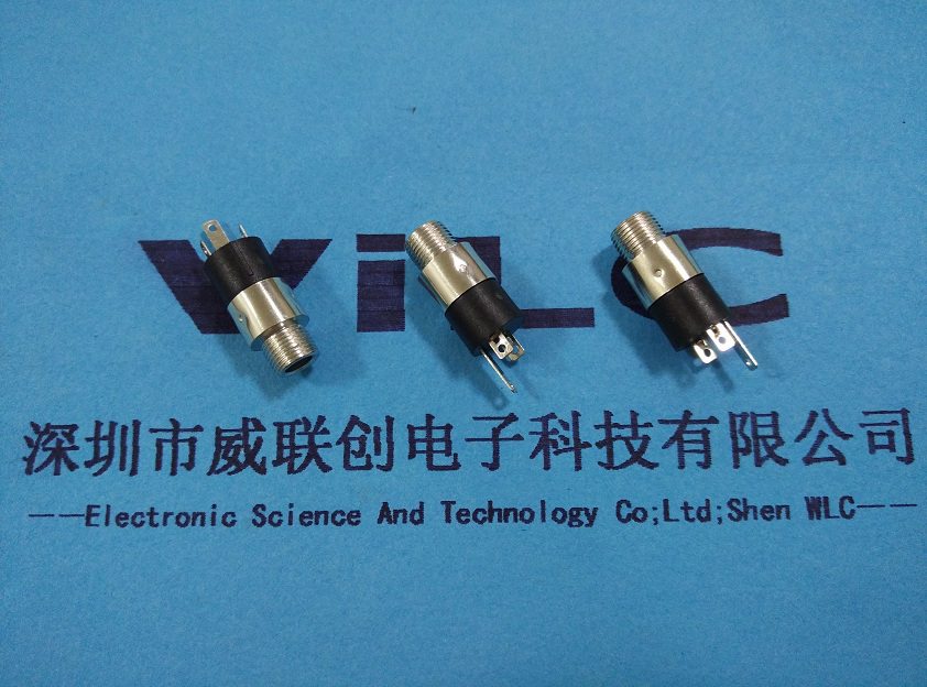 镀镍圆柱体-3.5耳机插座PJ-30920 焊线式螺纹口