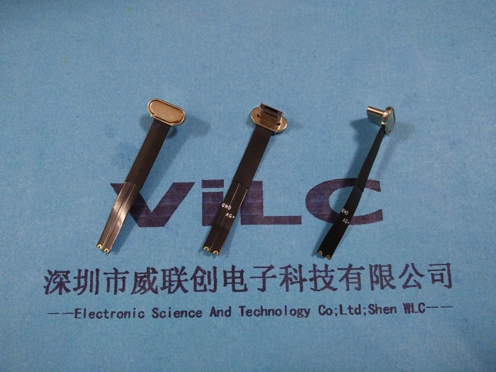 新款-安卓无线充电连接器 MICRO 2P金属头 FPC线长37mm 反头