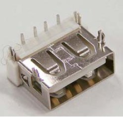 USB 2.0母座-直边-白胶♥90度四鱼叉脚DIP USB连接器
